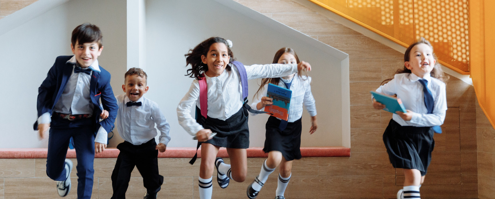 Students running in hallway